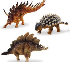 deAO Dinosaurios de Juguete Figuras Pack de 3 MuÃ±ecos Ankylosaurus Stegosaurus Kentrosaurus